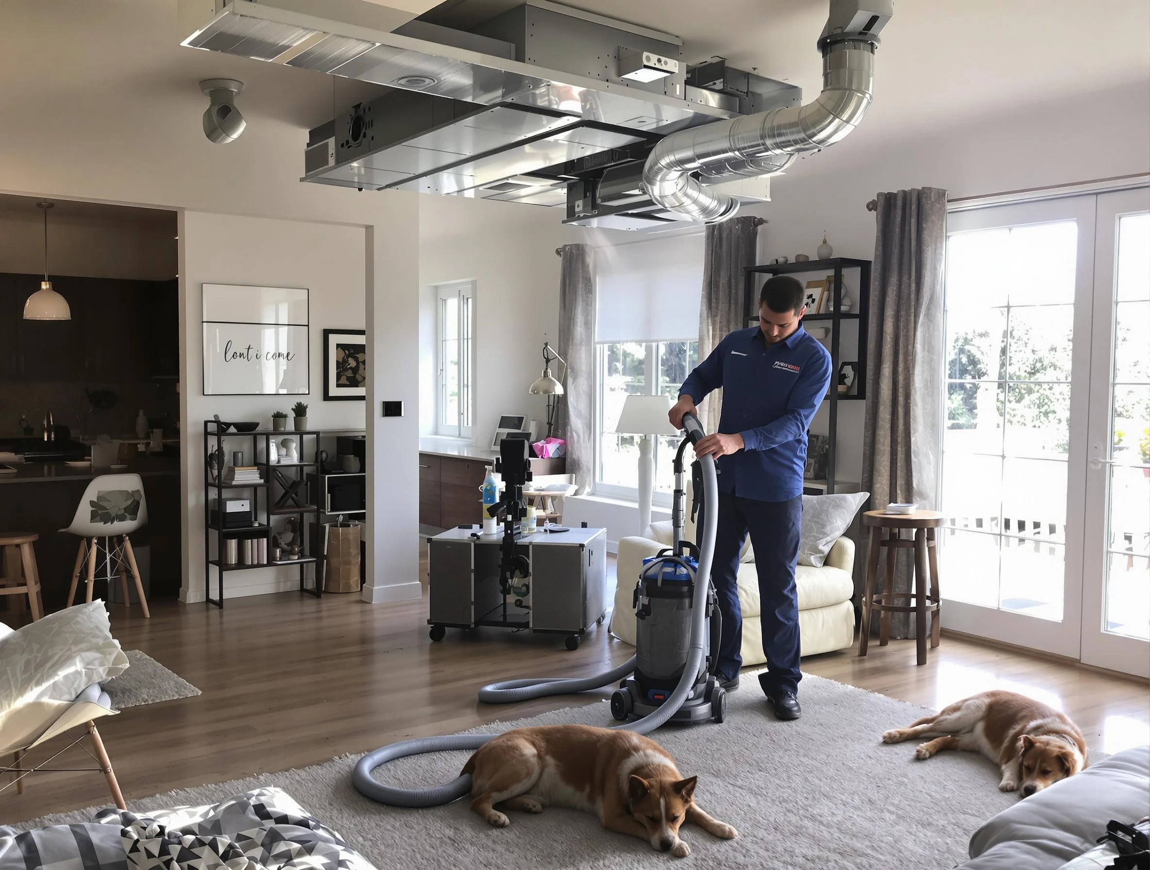 Revere Air Duct Cleaning technician performing detailed indoor duct cleaning for improved air quality in Revere