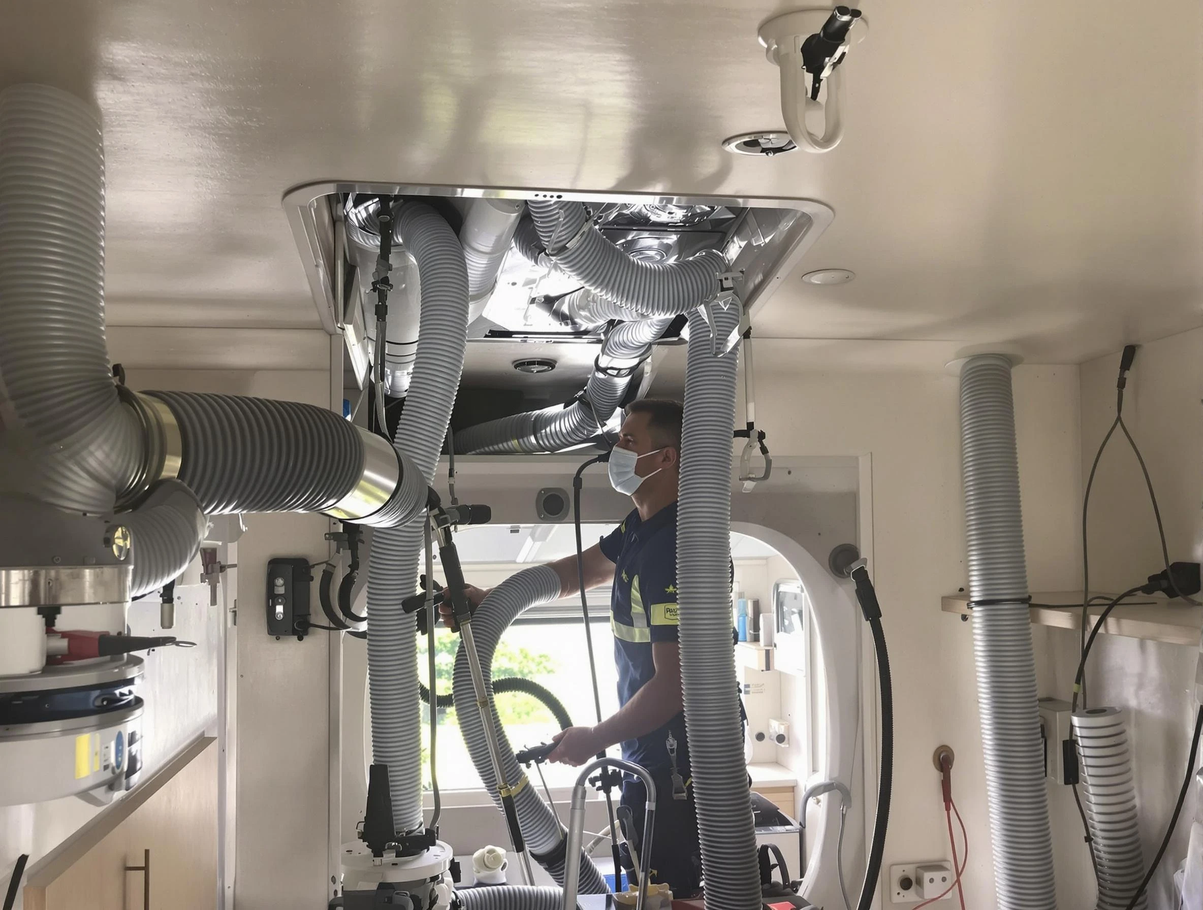 Revere Air Duct Cleaning specialist performing precise mobile home duct cleaning in Revere