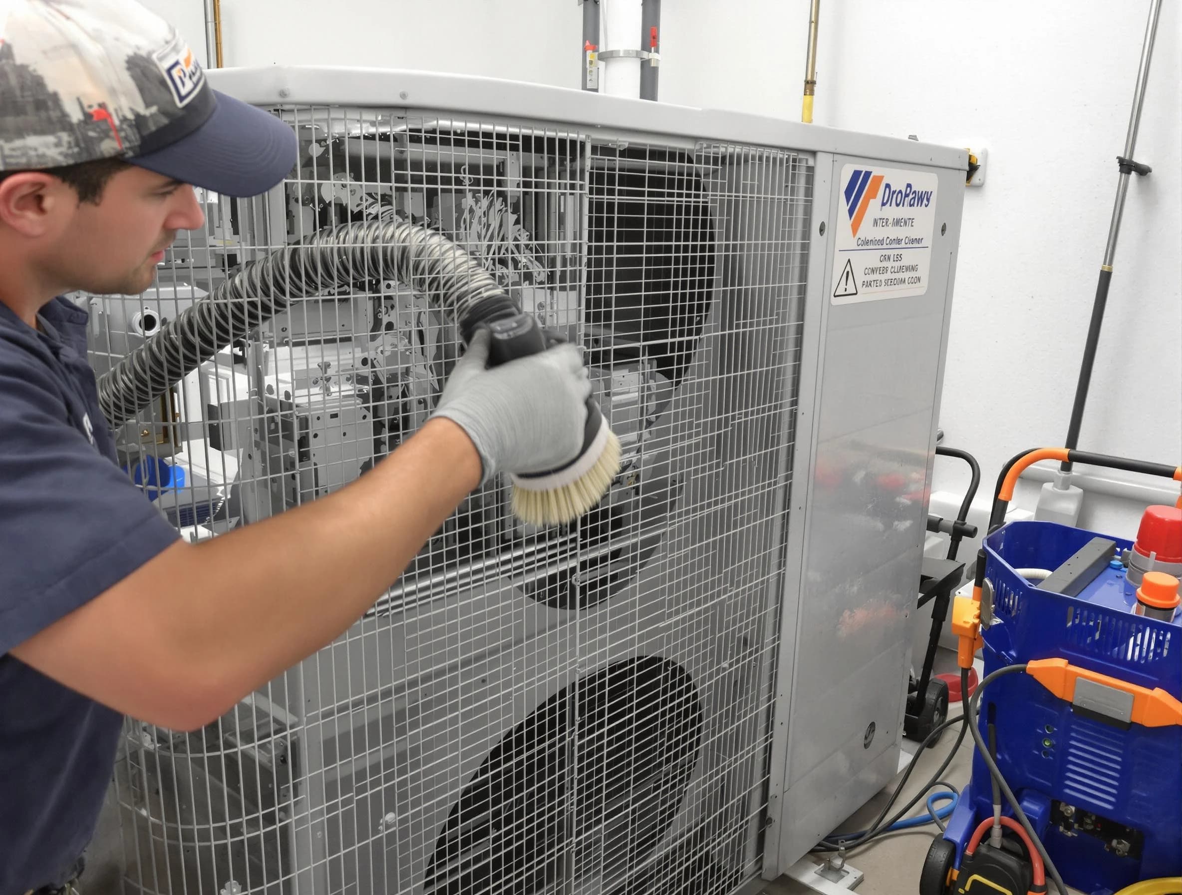 Revere Air Duct Cleaning specialist performing precision AC coil cleaning for improved system performance in Revere
