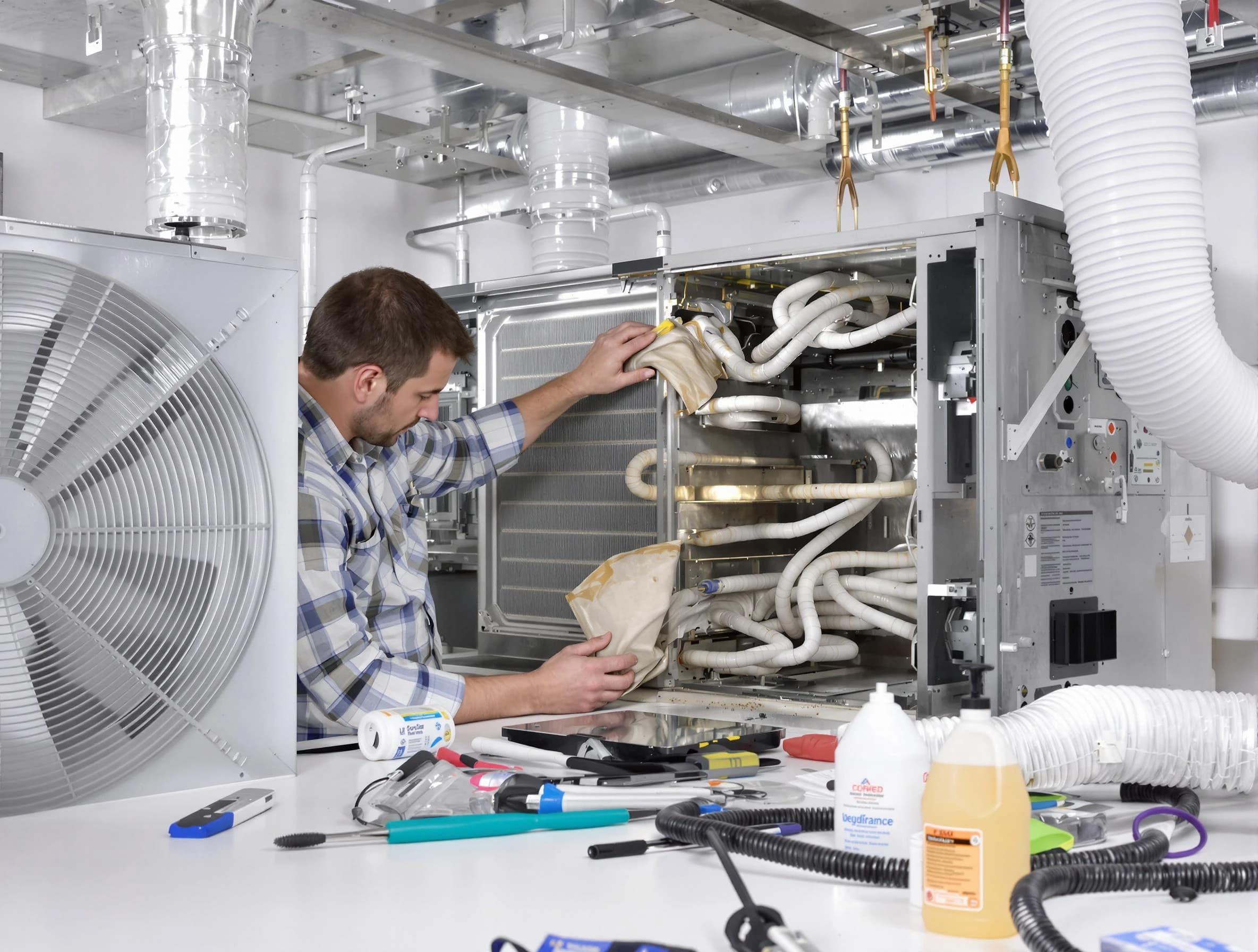 Revere Air Duct Cleaning specialist performing precision AC coil cleaning in Revere