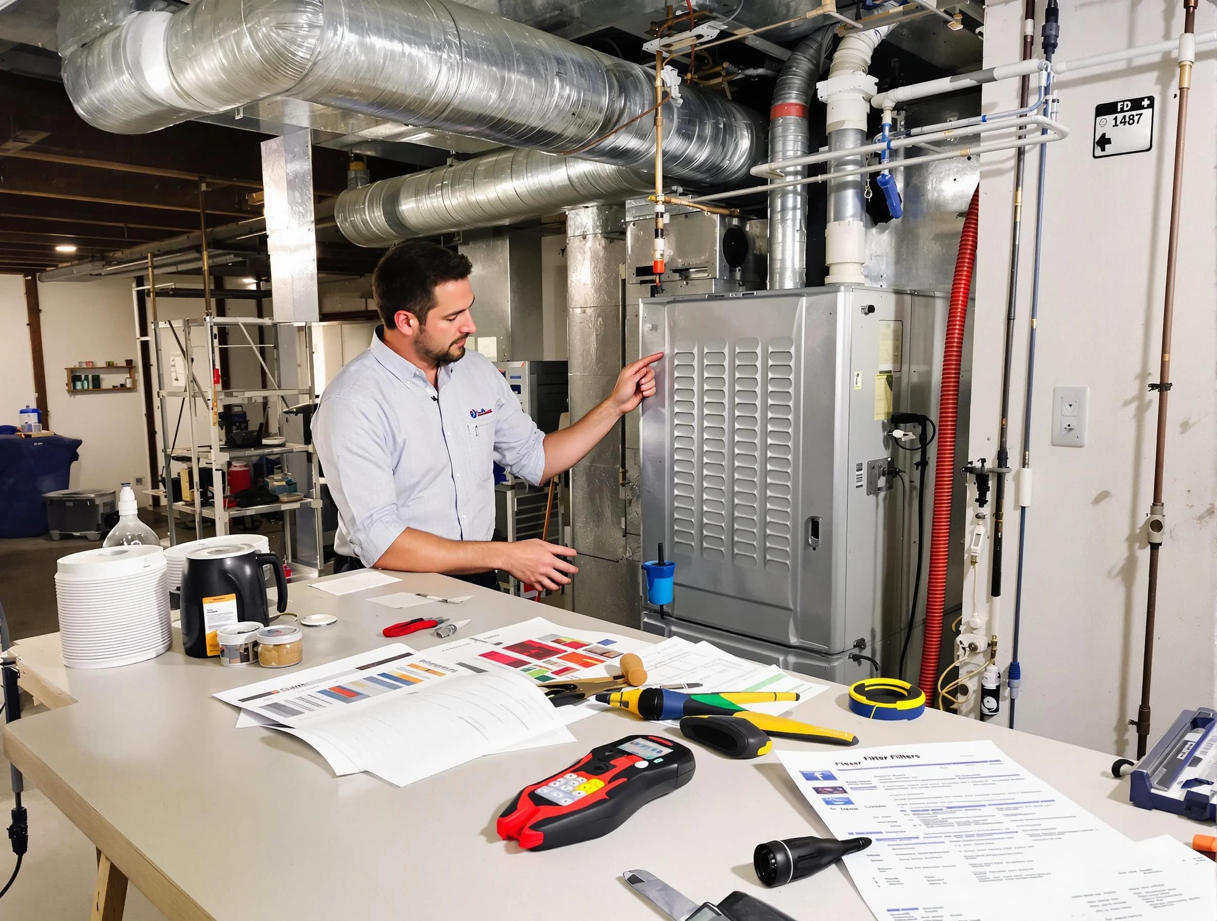 Revere Air Duct Cleaning inspector conducting detailed filter system evaluation using professional diagnostic tools in Revere