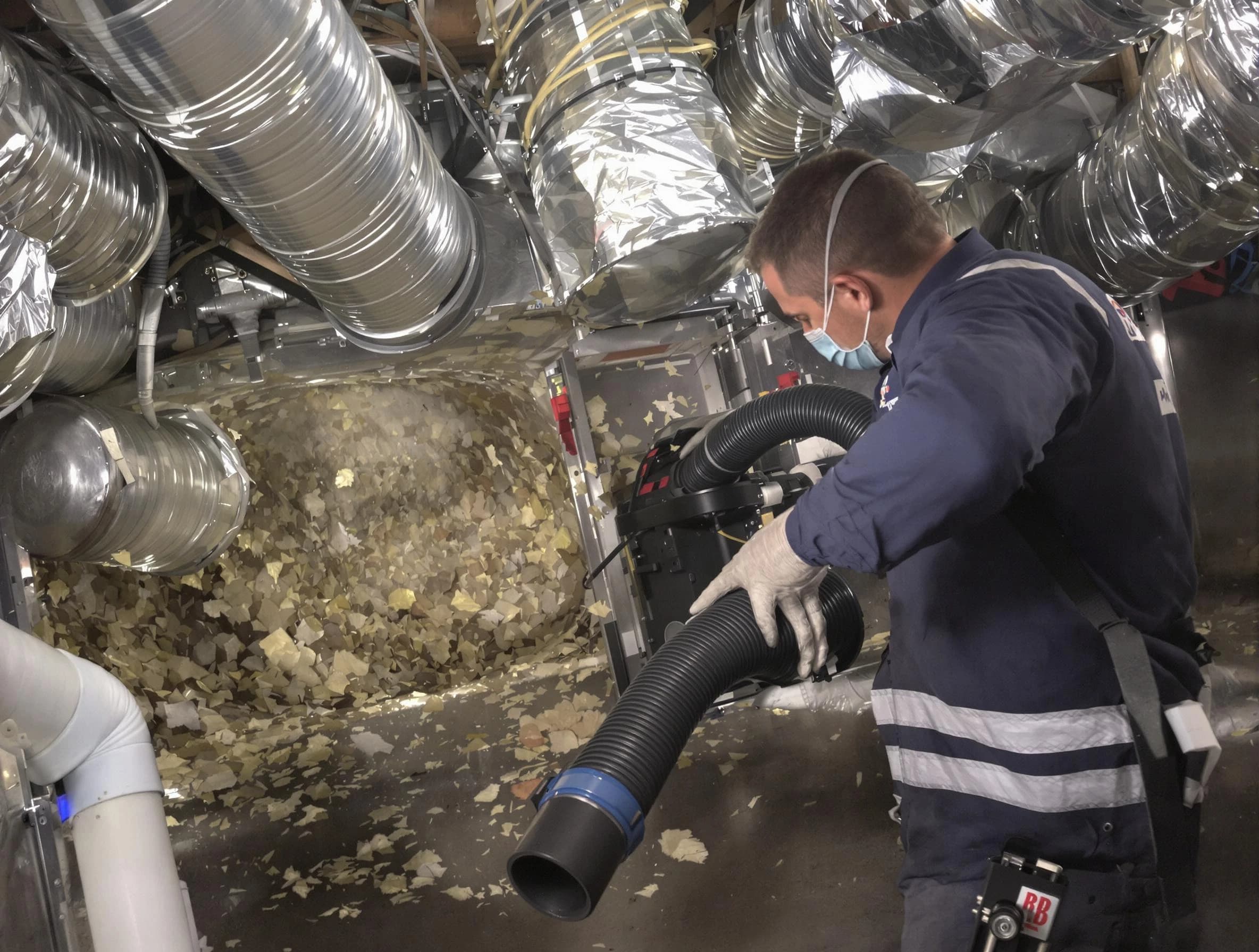Revere Air Duct Cleaning specialist operating negative pressure cleaning equipment for thorough duct maintenance in Revere