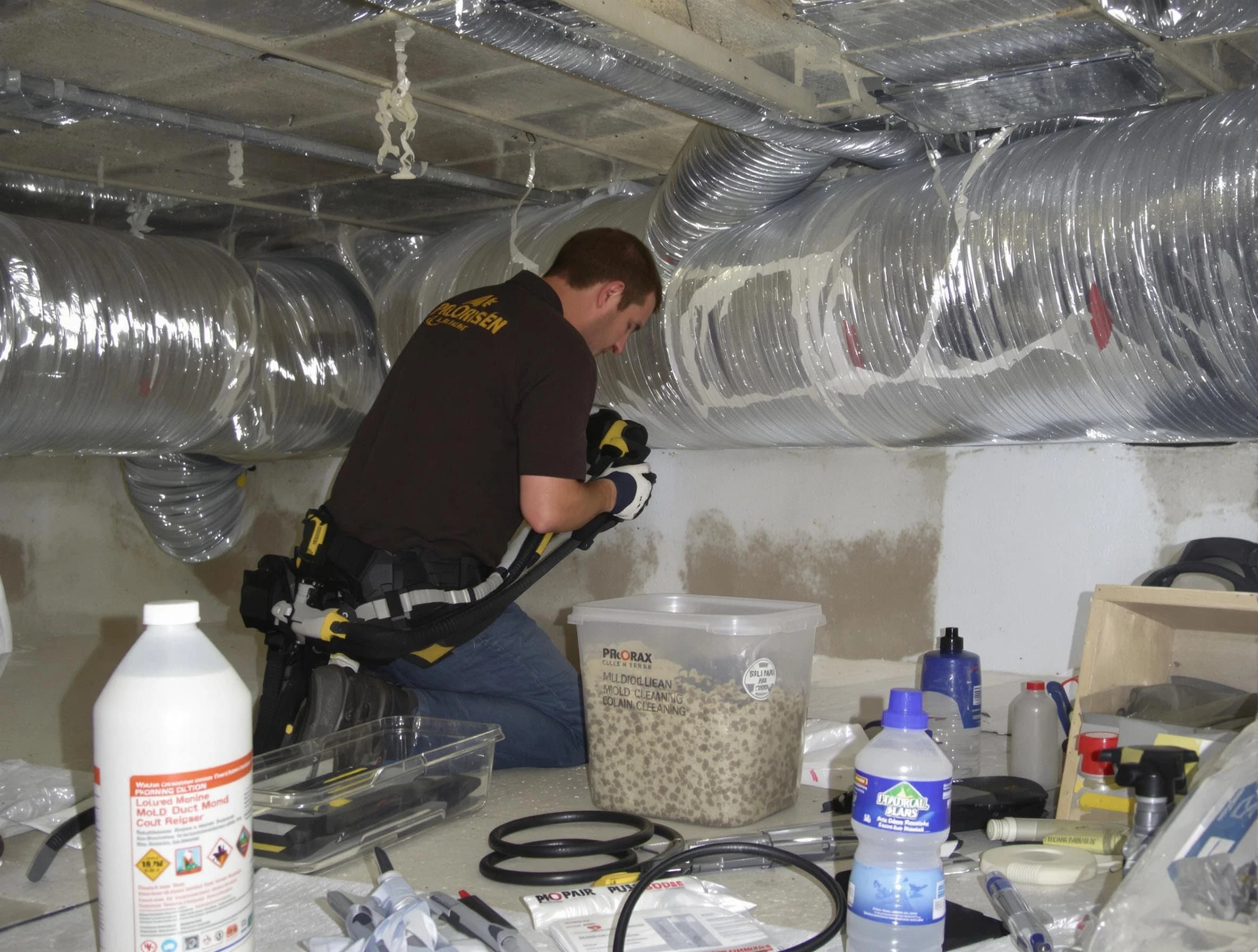 Revere Air Duct Cleaning specialist performing professional mold removal from air ducts in Revere