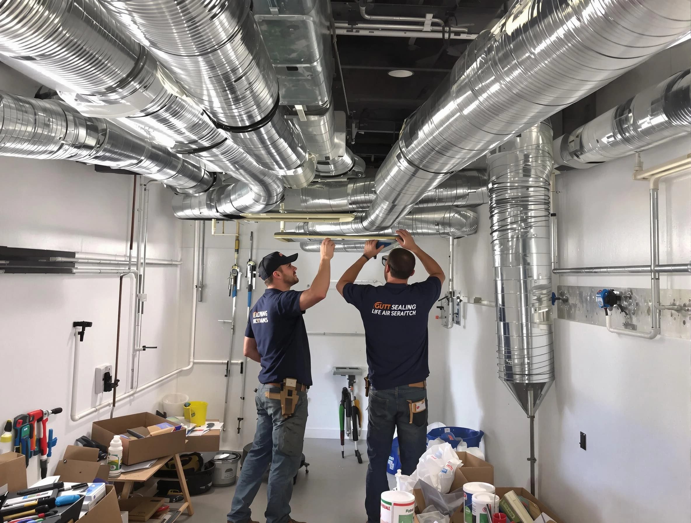 Revere Air Duct Cleaning technician applying professional duct sealing solutions in Revere